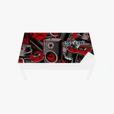 Sticker pour table et bureau motif graffiti hip-hop urbain rouge et noir – Wallnifity®
