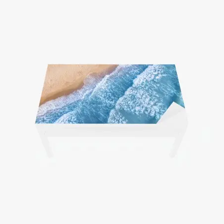 Sticker pour table et bureau plage et vagues vues du ciel – Wallnifity®
