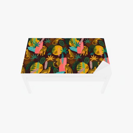 Sticker pour table et bureau motif jungle coloré aux léopards et feuillages – Wallnifity®