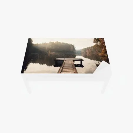 Sticker pour table et bureau brume d'automne sur le lac – Wallnifity®