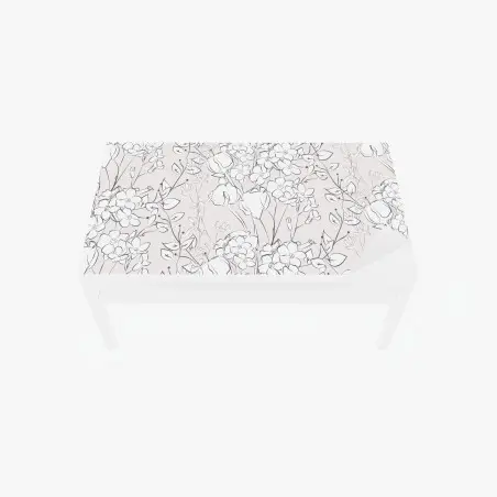 Sticker pour table et bureau motif floral délicat sur fond rose pâle – Wallnifity®