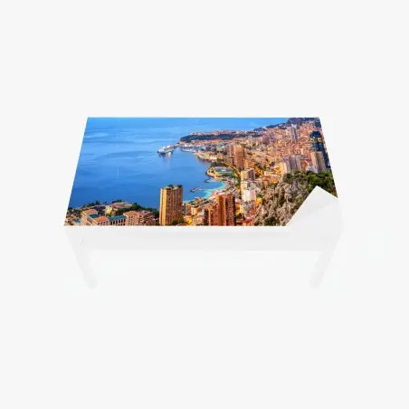 Sticker pour table et bureau panorama côtier de Monaco au coucher du soleil – Wallnifity®