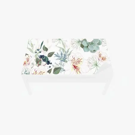 Sticker pour table et bureau motif floral pastel aux succulentes et fleurs blanches – Wallnifity®