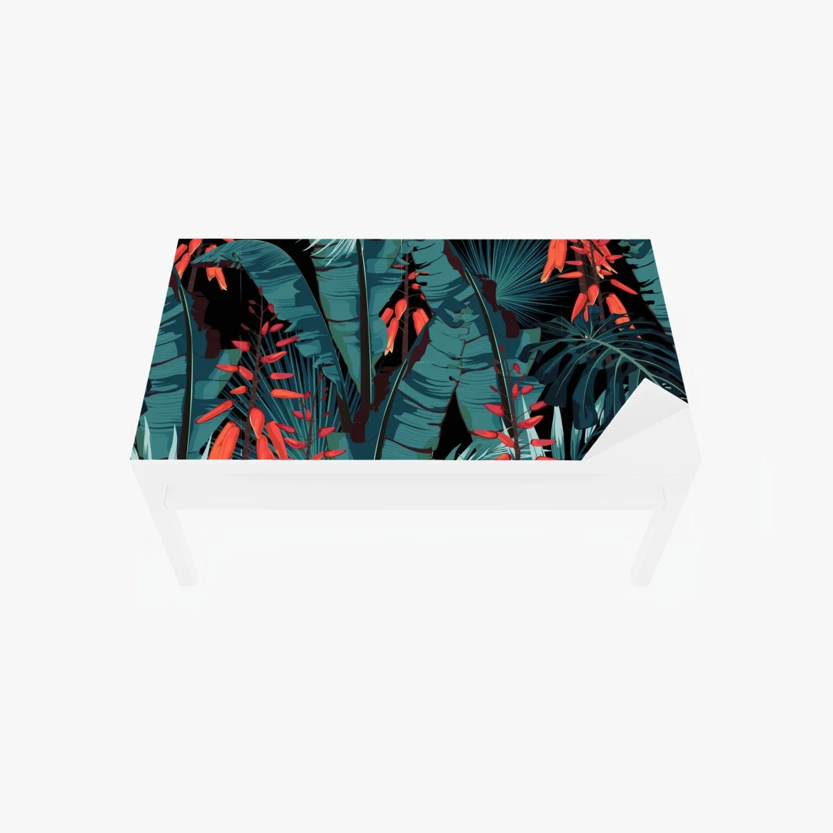 Sticker pour table et bureau jungle tropicale nocturne aux fleurs rouges – Wallnifity® Sticker pour table et bureau jungle tropicale nocturne aux fleurs rouges – Wallnifity®