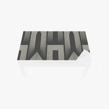 Sticker pour table et bureau motif géométrique art déco en gris et crème – Wallnifity®