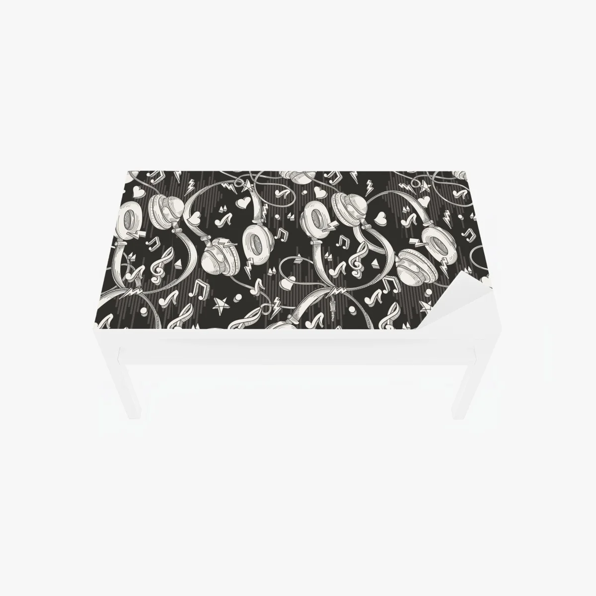 Sticker pour table et bureau motif casque audio et notes de musique en monochrome – Wallnifity® Sticker pour table et bureau motif casque audio et notes de musique en monochrome – Wallnifity®