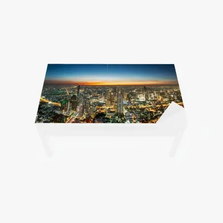 Sticker pour table et bureau skyline nocturne de Bangkok sur le Chao Phraya – Wallnifity®