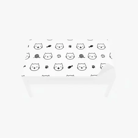 Sticker pour table et bureau motif chats mignons en noir et blanc pour décoration murale – Wallnifity®