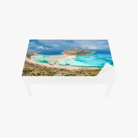 Sticker pour table et bureau panorama de la lagune de Balos et de l'île de Gramvousa, Crète – Wallnifity®