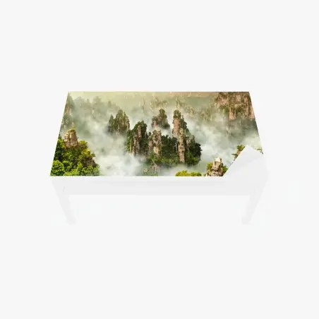 Sticker pour table et bureau paysage brumeux des piliers de Zhangjiajie, Hunan – Wallnifity®
