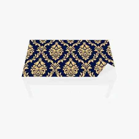 Sticker pour table et bureau motif baroque doré sur fond bleu marine – Wallnifity®