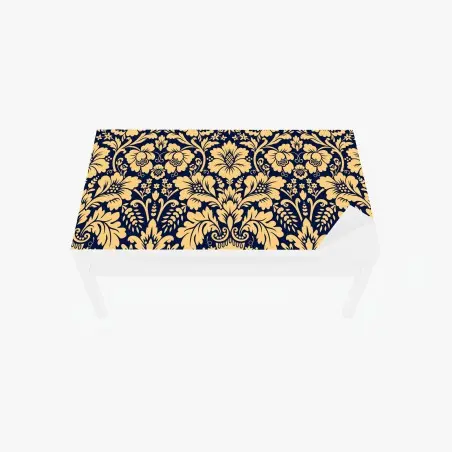 Sticker pour table et bureau motif floral damassé bleu marine et or – Wallnifity®