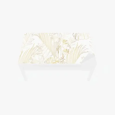 Sticker pour table et bureau motif botanique doré sur fond blanc – Wallnifity®