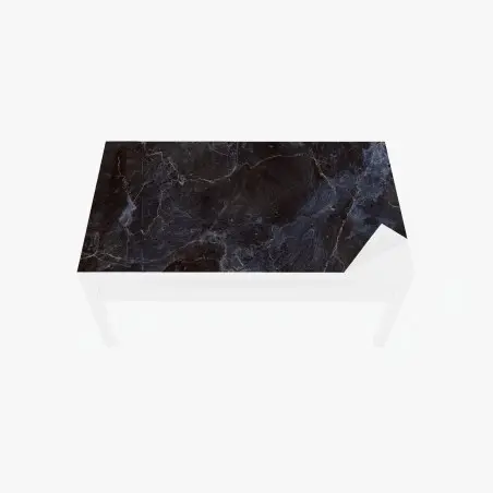 Sticker pour table et bureau motif marbre noir et bleu aux veines élégantes – Wallnifity®