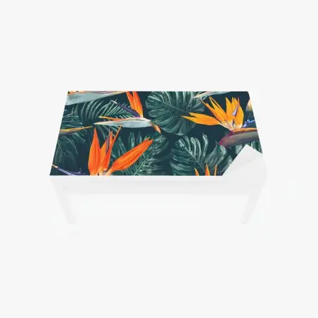 Sticker pour table et bureau motif tropical d'oiseaux-de-paradis et feuilles monstera – Wallnifity®
