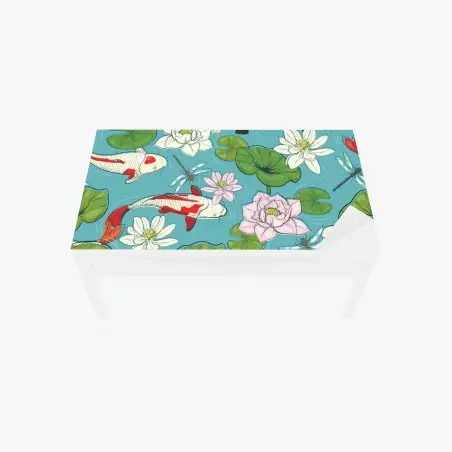 Sticker pour table et bureau scène zen de carpes koi et nénuphars – Wallnifity®