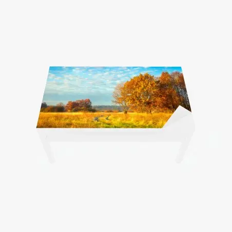 Sticker pour table et bureau paysage d'automne en prairie dorée – Wallnifity®