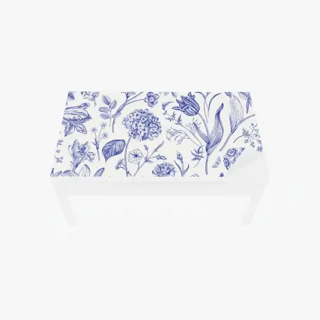 Sticker pour table et bureau motif floral toile de jouy bleu classique – Wallnifity®