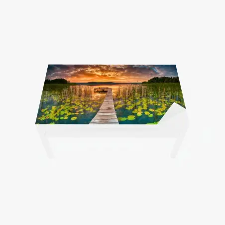 Sticker pour table et bureau lever de soleil estival sur le lac – Wallnifity®