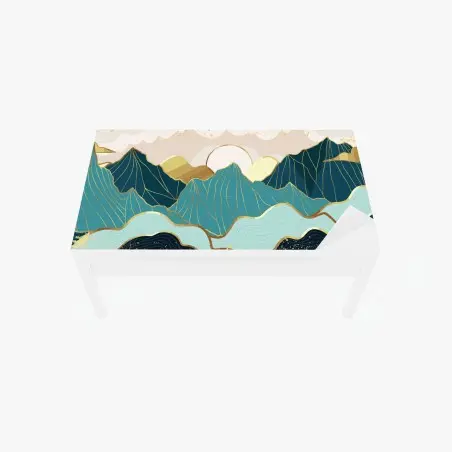 Sticker pour table et bureau horizon montagneux abstrait aux reflets dorés – Wallnifity®