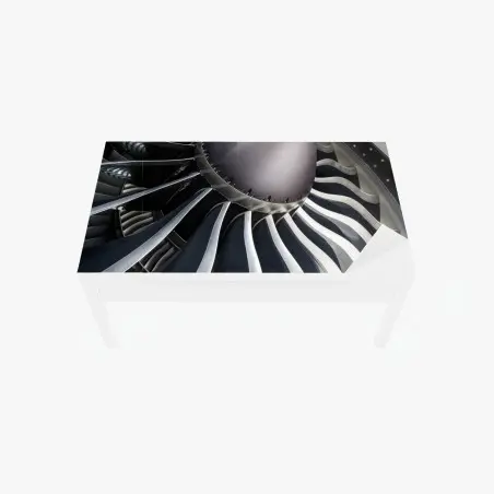 Sticker pour table et bureau mouvement métallique : vue artistique d'une turbine d'avion – Wallnifity®