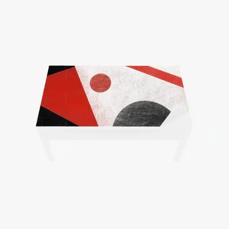 Sticker pour table et bureau composition géométrique rouge, noire et blanche – Wallnifity®