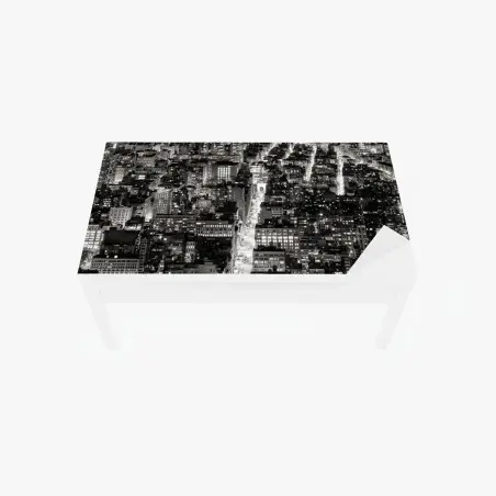 Sticker pour table et bureau vue nocturne de New York en noir et blanc – Wallnifity®