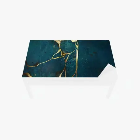 Sticker pour table et bureau élégance marbrée bleu et or – Wallnifity®