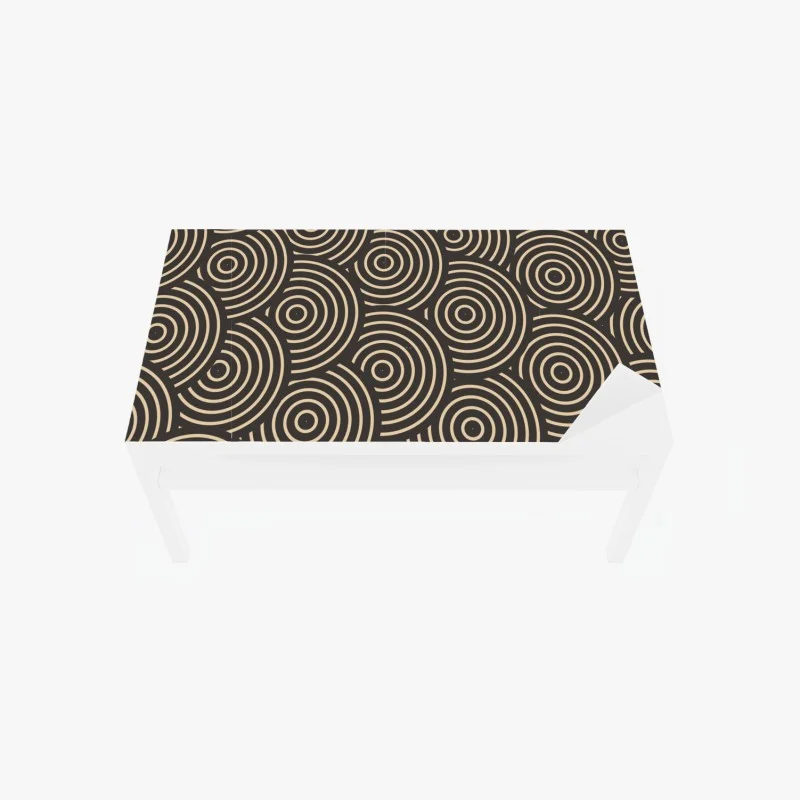 Sticker pour table et bureau motif concentrique rétro beige et noir – Wallnifity®