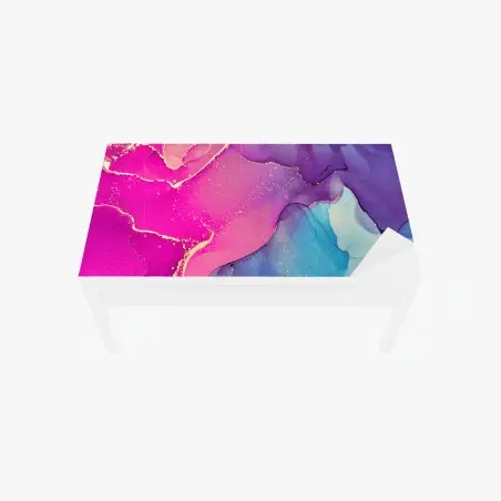 Sticker pour table et bureau éclats marbrés fuchsia et turquoise – Wallnifity®
