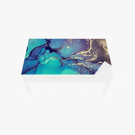 Sticker pour table et bureau abstraction aquatique aux reflets dorés – Wallnifity®