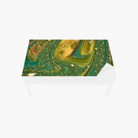 Sticker pour table et bureau marbrure irisée vert et or – Wallnifity®