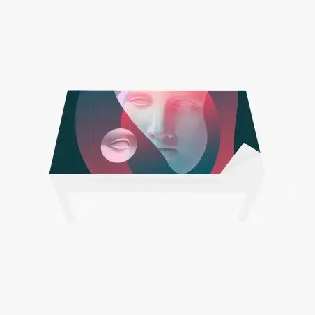 Sticker pour table et bureau visage surréaliste néon en pastels – Wallnifity®