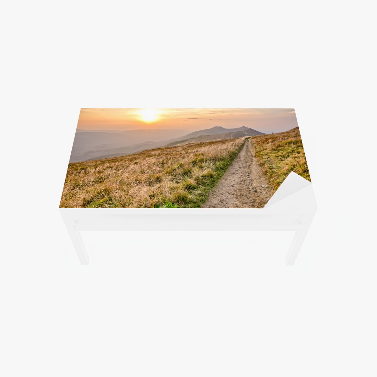 Sticker pour table et bureau sentier au coucher de soleil dans les Bieszczady – Wallnifity®