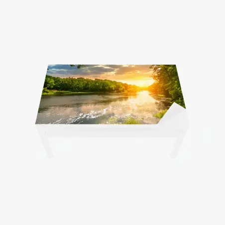 Sticker pour table et bureau coucher de soleil sur la rivière tranquille – Wallnifity®