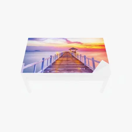 Sticker pour table et bureau ponton au coucher de soleil vers l'horizon – Wallnifity®