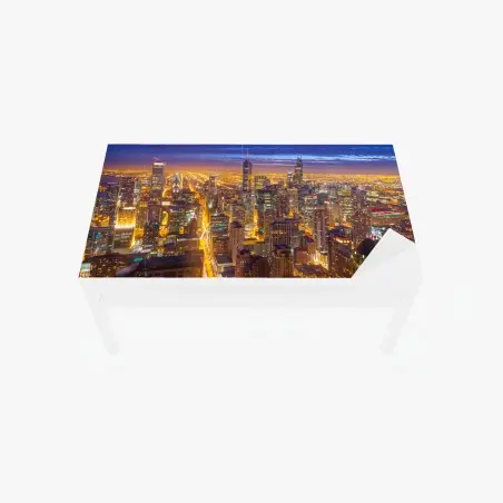 Sticker pour table et bureau vue nocturne de Chicago illuminée – Wallnifity®