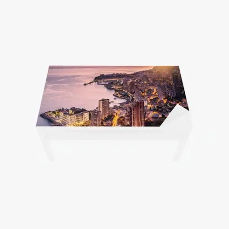 Sticker pour table et bureau vue panoramique de Monaco au crépuscule – Wallnifity®
