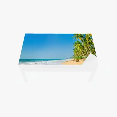 Sticker pour table et bureau plage tropicale bordée de palmiers – Wallnifity®