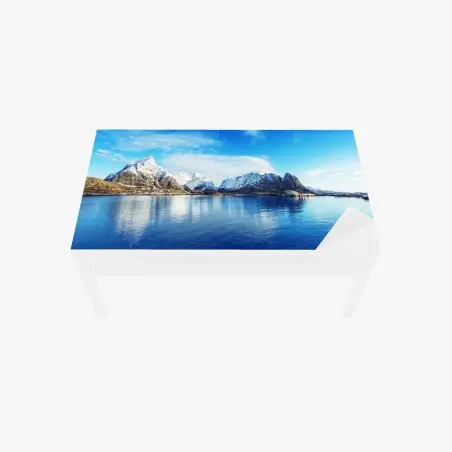 Sticker pour table et bureau panorama hivernal de Reine, îles Lofoten – Wallnifity®
