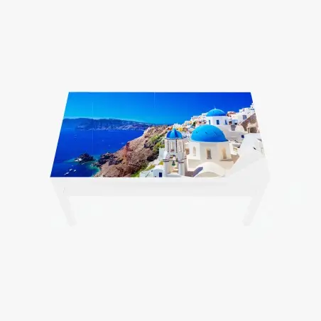 Sticker pour table et bureau village aux dômes bleus de Santorin – Wallnifity®
