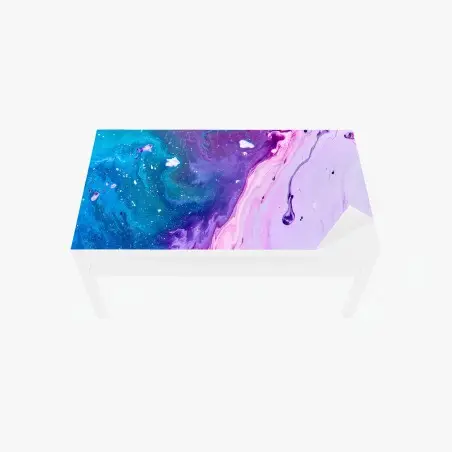 Sticker pour table et bureau vagues acryliques bleu et rose – Wallnifity®