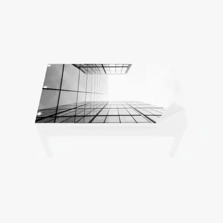 Sticker pour table et bureau perspective urbaine de façades en verre et lignes géométriques – Wallnifity®