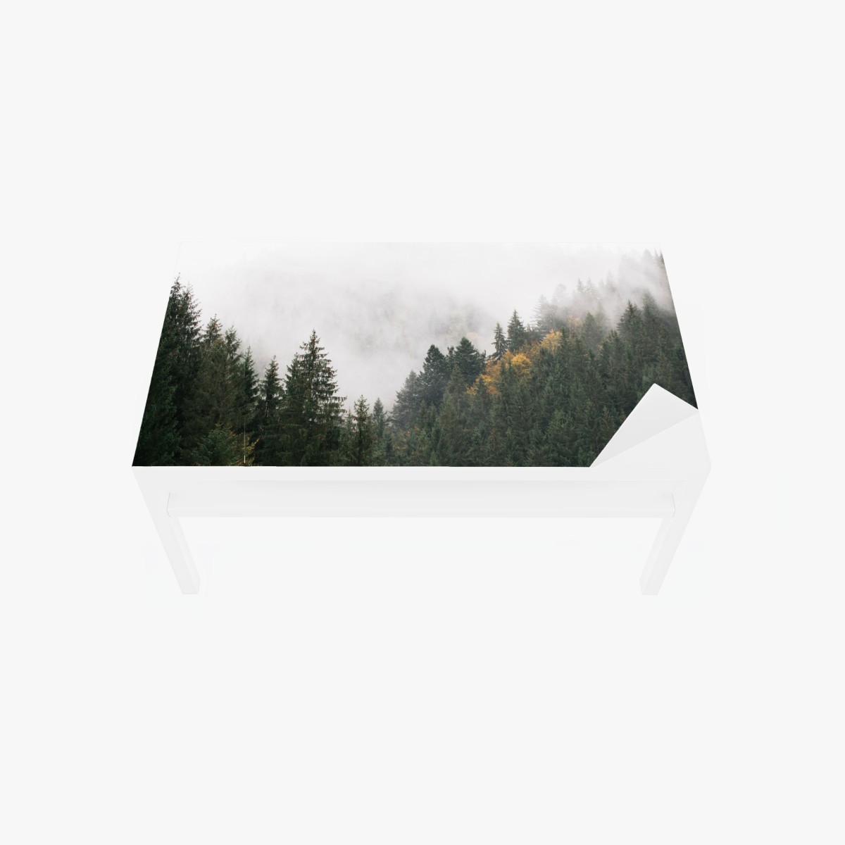 Sticker pour table et bureau forêt de montagne embrumée – Wallnifity®