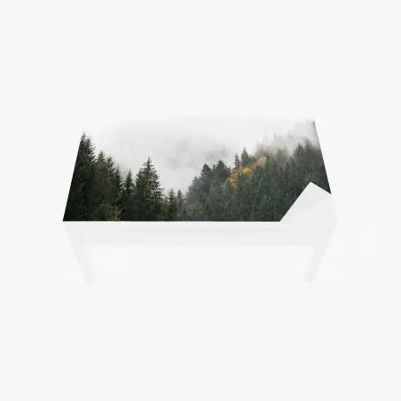 Sticker pour table et bureau forêt de montagne embrumée – Wallnifity®