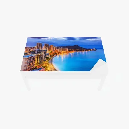 Sticker pour table et bureau vue panoramique de Waikiki et Diamond Head à Honolulu – Wallnifity®