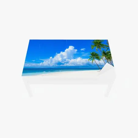 Sticker pour table et bureau évasion tropicale plage de sable blanc – Wallnifity®