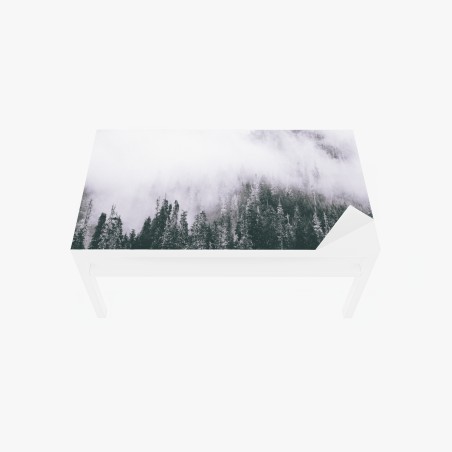 Sticker pour table et bureau forêt brumeuse en noir et blanc – Wallnifity®