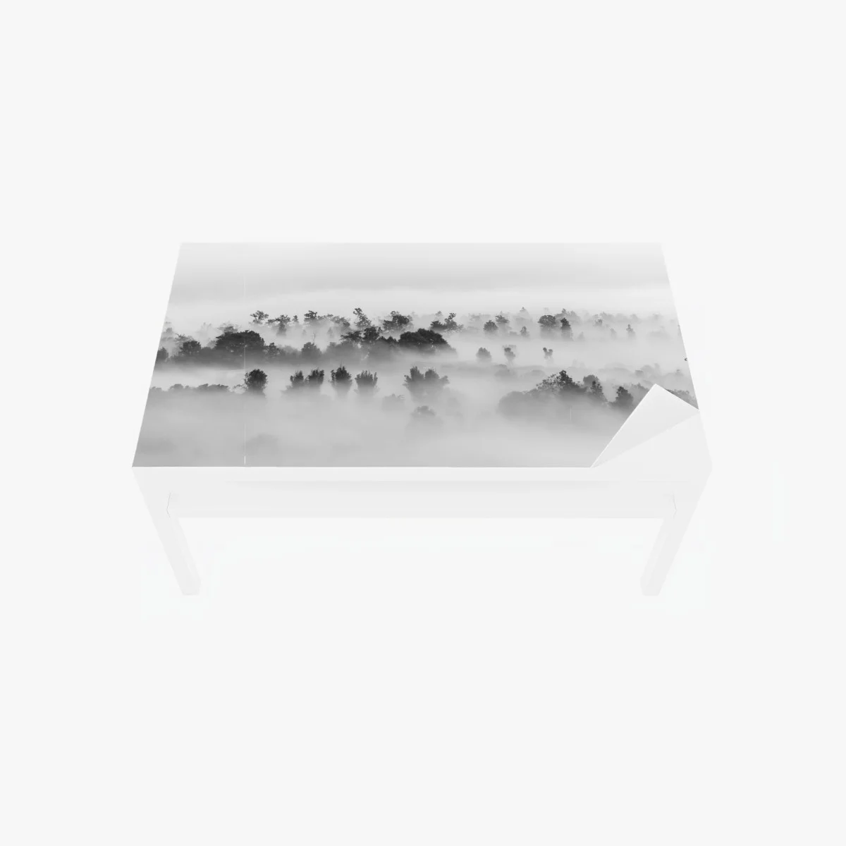 Sticker pour table et bureau brume sur la forêt en noir et blanc – Wallnifity® Sticker pour table et bureau brume sur la forêt en noir et blanc – Wallnifity®