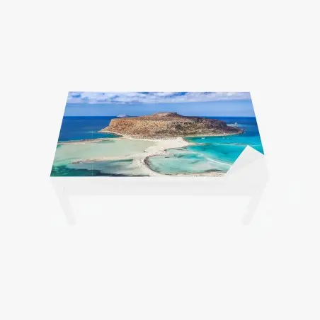 Sticker pour table et bureau paysage de lagon turquoise et plage isolée – Wallnifity®